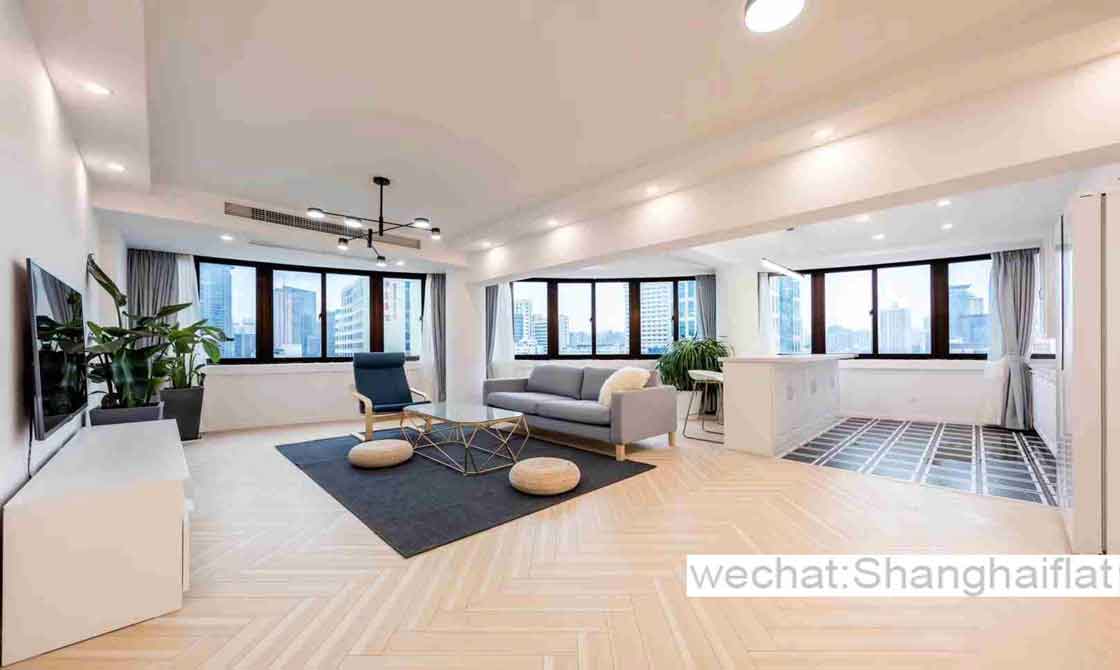 3br apartment with Ultra-spacious living room in French Concession Wulumuqi Rd for rent
