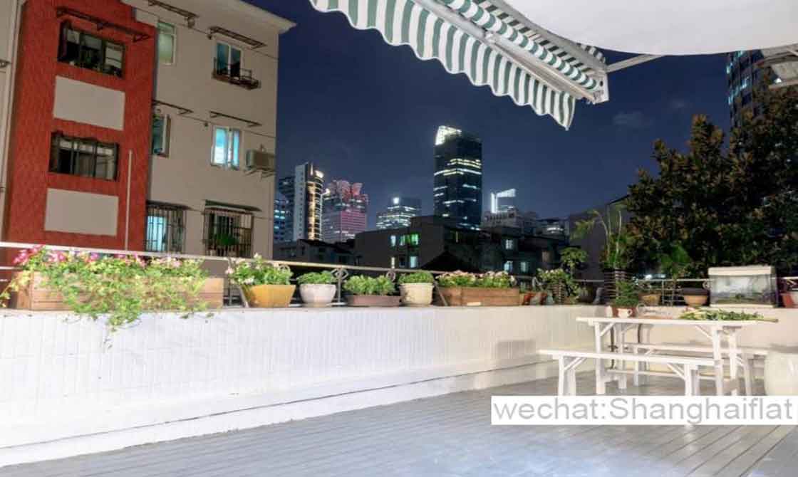 Charming 2br apartment with big terrace for rent in Jingan Xinzha Rd
