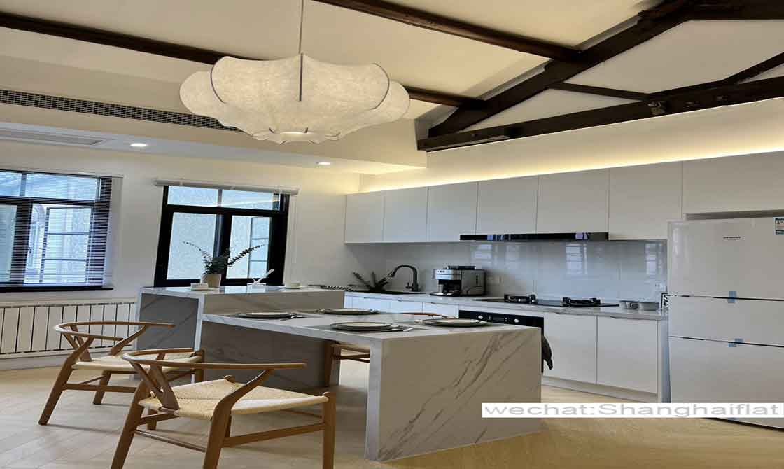 2br lane house with a kitchen island in Wulumuqi rd/French Concession